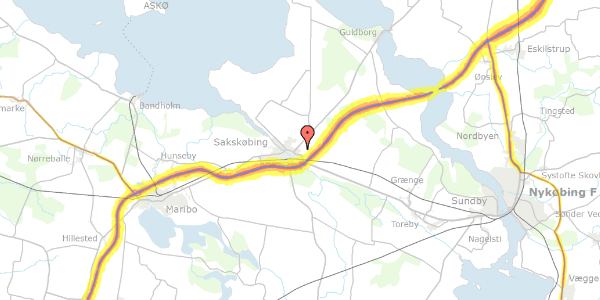 Trafikstøjkort på Solsikkevej 23, 4990 Sakskøbing