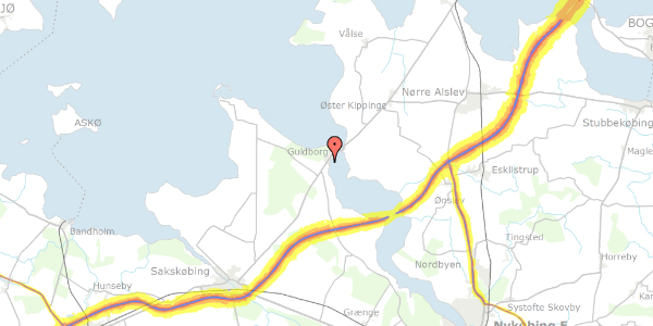 Trafikstøjkort på Strandvænget 2, 4862 Guldborg