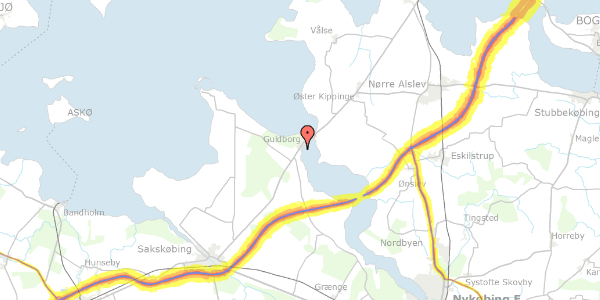 Trafikstøjkort på Strandvænget 8, 4862 Guldborg