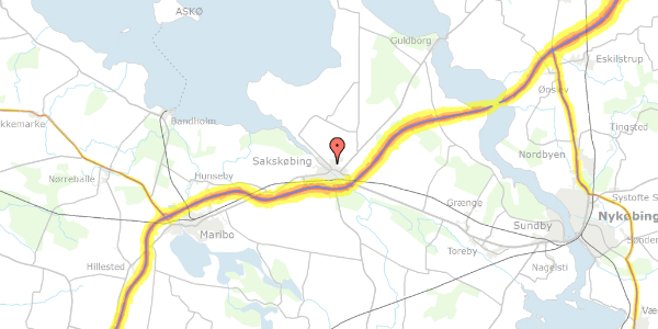 Trafikstøjkort på Søparken 6, 4990 Sakskøbing
