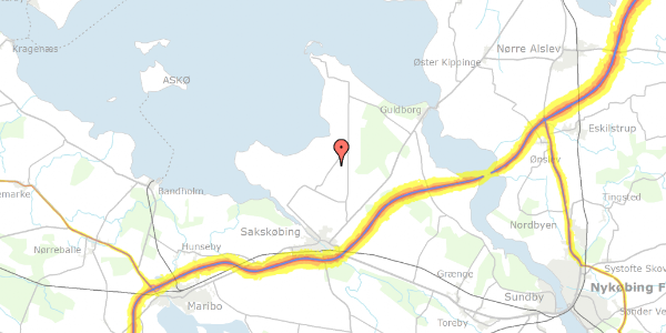 Trafikstøjkort på Tårsvej 43, 4990 Sakskøbing