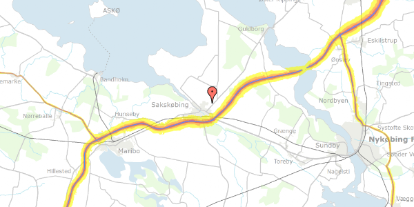 Trafikstøjkort på Vibevej 19, 4990 Sakskøbing