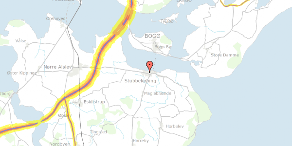 Trafikstøjkort på Alslevvej 34, 4850 Stubbekøbing