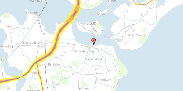 Trafikstøjkort på Havnegade 1A, 4850 Stubbekøbing