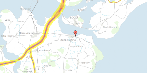 Trafikstøjkort på Karlsfeltvej 6, 4850 Stubbekøbing