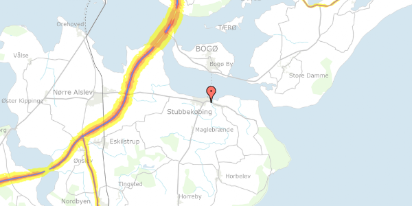 Trafikstøjkort på Karlsfeltvej 27, 4850 Stubbekøbing