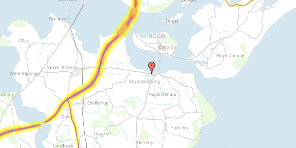 Trafikstøjkort på Kløvervænget 11, 4850 Stubbekøbing