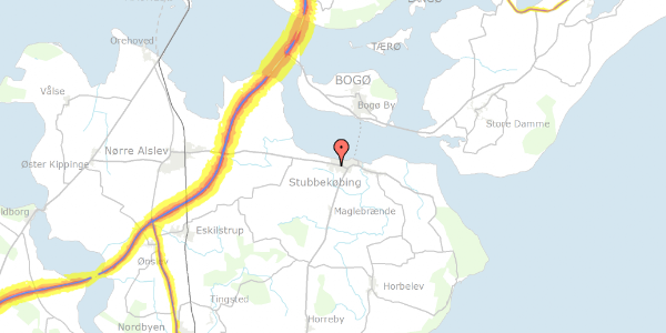 Trafikstøjkort på Kløvervænget 12, 4850 Stubbekøbing