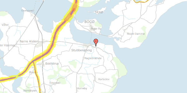 Trafikstøjkort på Kongsnæsbakken 11, 4850 Stubbekøbing