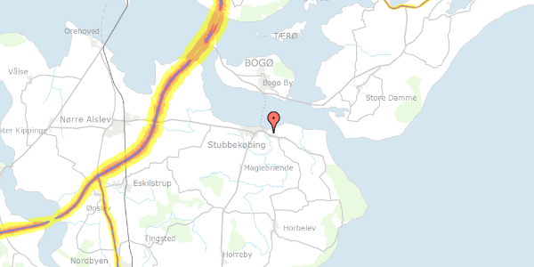 Trafikstøjkort på Orevej 3, 4850 Stubbekøbing