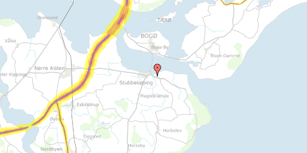 Trafikstøjkort på Orevej 4, 4850 Stubbekøbing