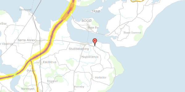 Trafikstøjkort på Orevej 47, 4850 Stubbekøbing