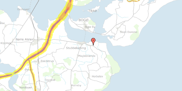 Trafikstøjkort på Orevej 79, 4850 Stubbekøbing