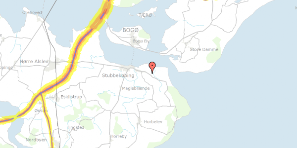 Trafikstøjkort på Orevej 84, 4850 Stubbekøbing