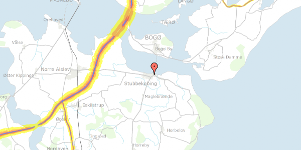 Trafikstøjkort på Rosenvængets Alle 7, 4850 Stubbekøbing