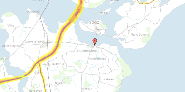 Trafikstøjkort på Rønvej 8, 4850 Stubbekøbing