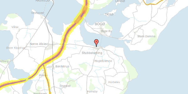 Trafikstøjkort på Strandvænget 4, 4850 Stubbekøbing