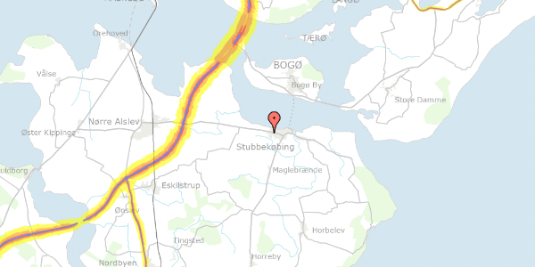 Trafikstøjkort på Vestervang 64, 4850 Stubbekøbing