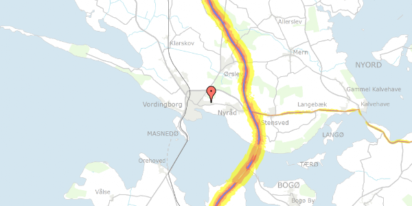 Trafikstøjkort på Aagaardsvej 23, 4760 Vordingborg