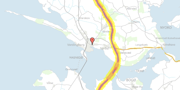 Trafikstøjkort på Algade 84G, 4760 Vordingborg