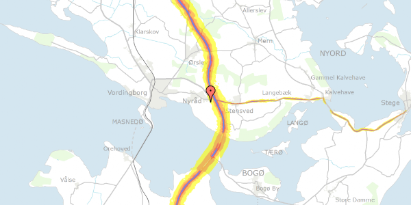 Trafikstøjkort på Bakkebøllevej 9, 4760 Vordingborg