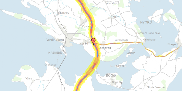 Trafikstøjkort på Bakkebøllevej 35, 4760 Vordingborg