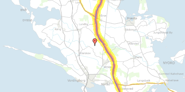 Trafikstøjkort på Bakkedalsvej 30, 4760 Vordingborg