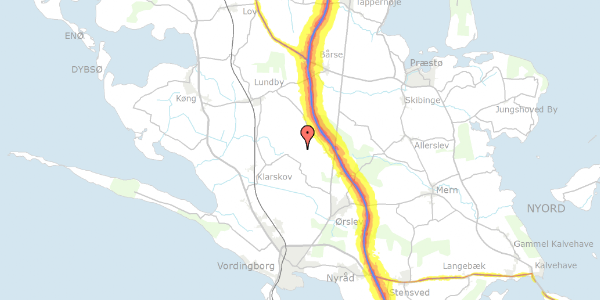 Trafikstøjkort på Bakkedalsvej 38, 4760 Vordingborg