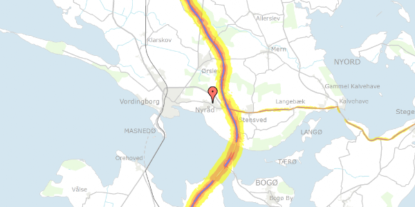 Trafikstøjkort på Bjørnevænget 4, 4760 Vordingborg