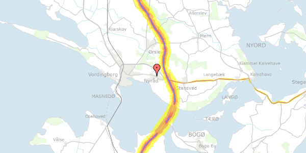 Trafikstøjkort på Bjørnevænget 5, 4760 Vordingborg