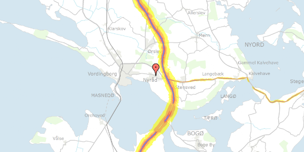 Trafikstøjkort på Bjørnevænget 23, 4760 Vordingborg