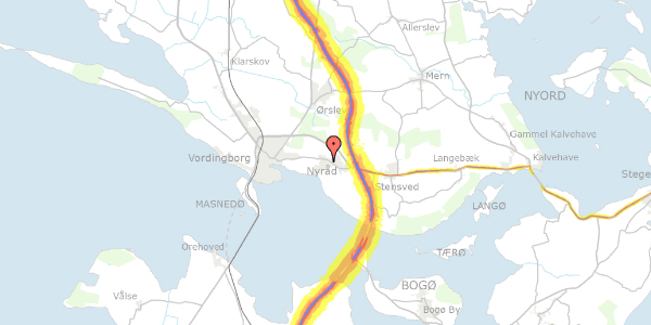 Trafikstøjkort på Bjørnevænget 27, 4760 Vordingborg