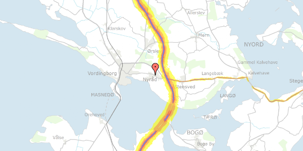 Trafikstøjkort på Bjørnevænget 29, 4760 Vordingborg