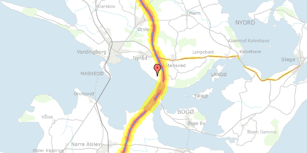 Trafikstøjkort på Blommevej 6, 4760 Vordingborg