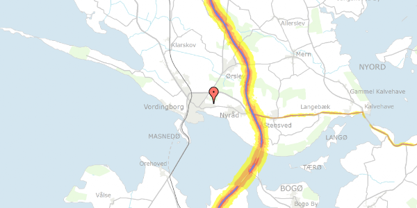 Trafikstøjkort på C C Halls Vej 3, 4760 Vordingborg