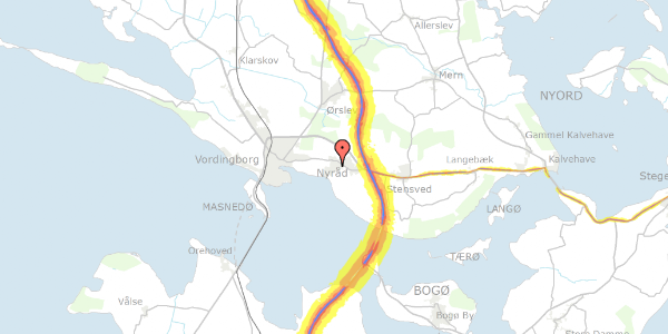 Trafikstøjkort på Clemensmindevej 2, 4760 Vordingborg