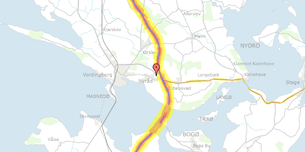 Trafikstøjkort på Damvænget 8, 4760 Vordingborg