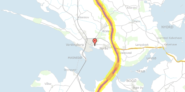 Trafikstøjkort på Drosselvej 18, 4760 Vordingborg