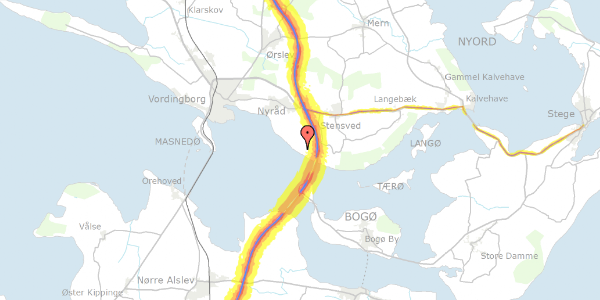 Trafikstøjkort på Druevej 7, 4760 Vordingborg