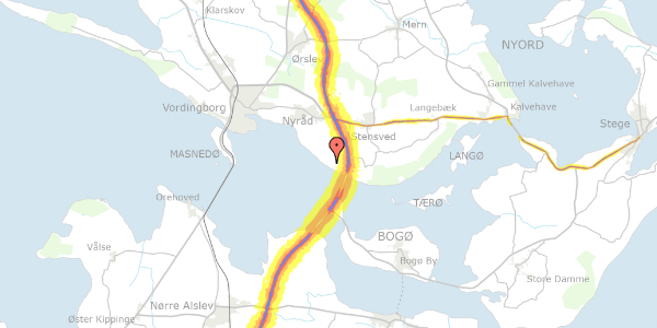 Trafikstøjkort på Druevej 10, 4760 Vordingborg