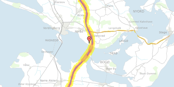 Trafikstøjkort på Druevej 16, 4760 Vordingborg