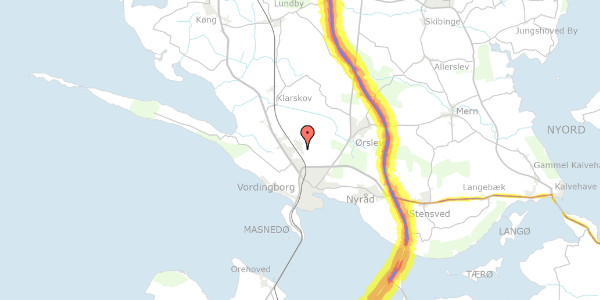 Trafikstøjkort på Duevej 7, 4760 Vordingborg