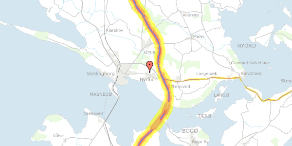 Trafikstøjkort på Dyrehaven 12, 4760 Vordingborg