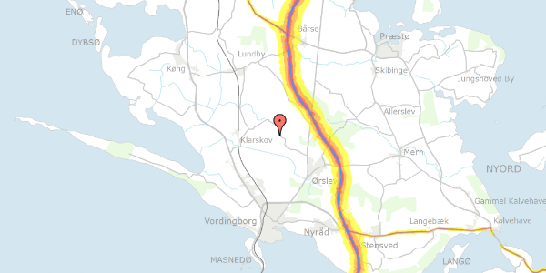 Trafikstøjkort på Dyssemosevej 11, 4760 Vordingborg