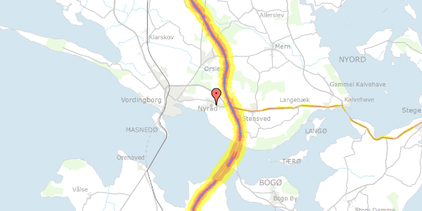 Trafikstøjkort på Egernvej 2, 4760 Vordingborg