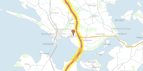 Trafikstøjkort på Egernvej 7, 4760 Vordingborg