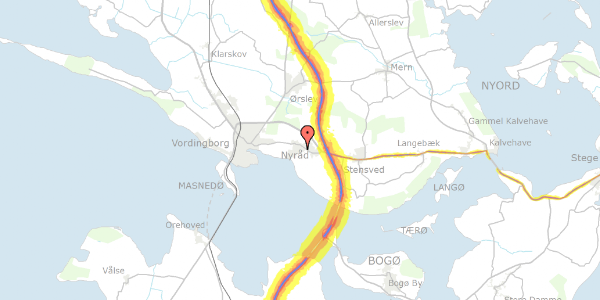 Trafikstøjkort på Egernvej 8, 4760 Vordingborg