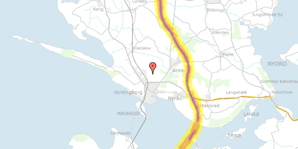 Trafikstøjkort på Egeskovvej 17, 4760 Vordingborg