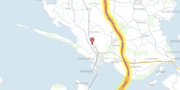 Trafikstøjkort på Ellevej 9, 4760 Vordingborg