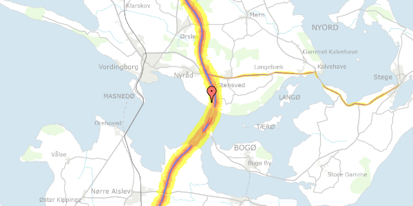 Trafikstøjkort på Ferskenvej 8, 4760 Vordingborg